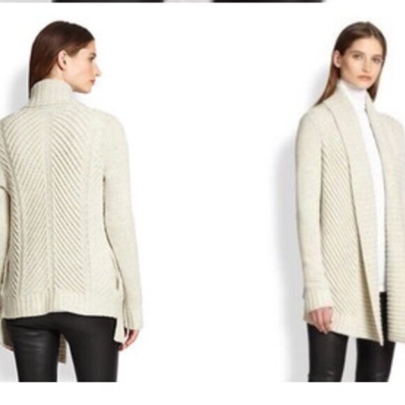 Vince. Yak & wool cardigan Small Heather Oatmeal - Picture 8 of 9